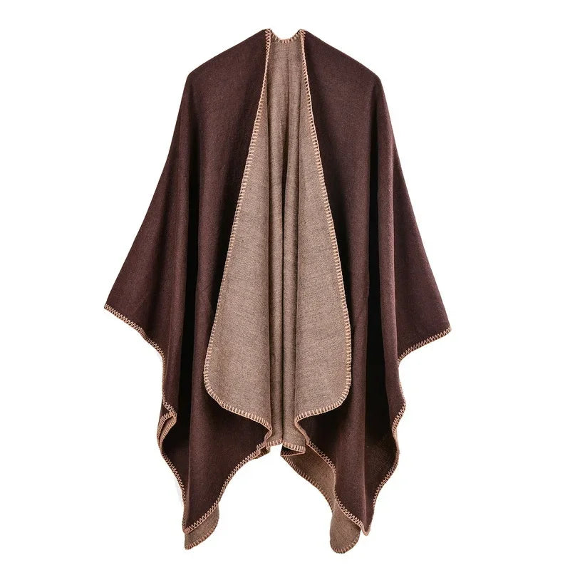 GINEBRA | Poncho envolvente efecto cachemira