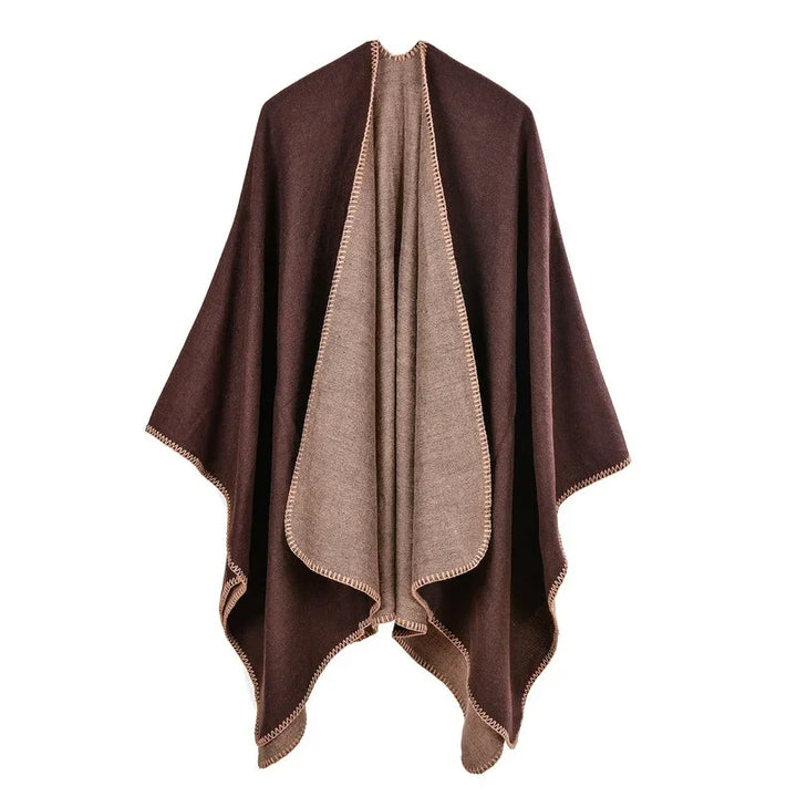 GINEBRA | Poncho envolvente efecto cachemira
